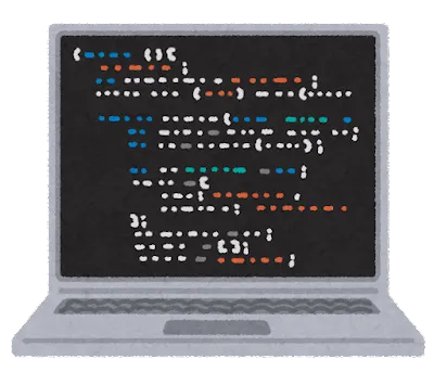プログラミング画面の写っているパソコン
